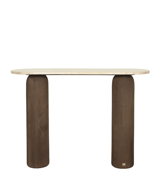 PTMD Liora Bijzettafel | Mangohout & Marmer | H80 x B106 x D33 cm