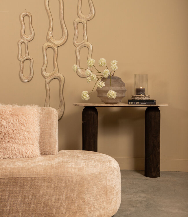 PTMD Liora Bijzettafel | Mangohout & Marmer | H80 x B106 x D33 cm