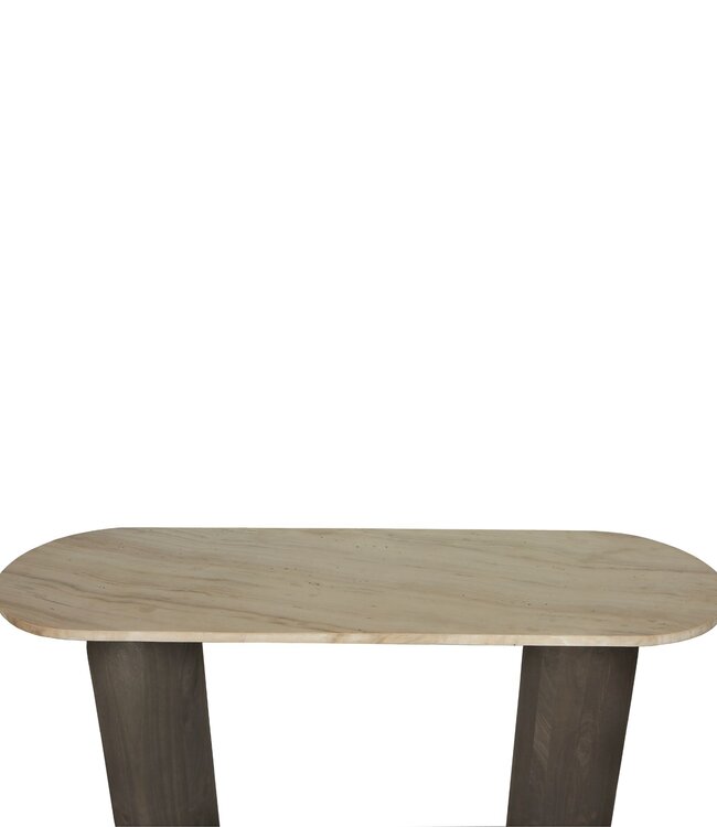 PTMD Liora Bijzettafel | Mangohout & Marmer | H80 x B106 x D33 cm