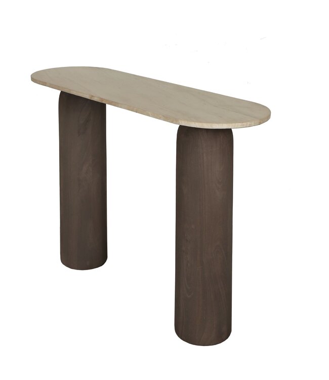 PTMD Liora Bijzettafel | Mangohout & Marmer | H80 x B106 x D33 cm