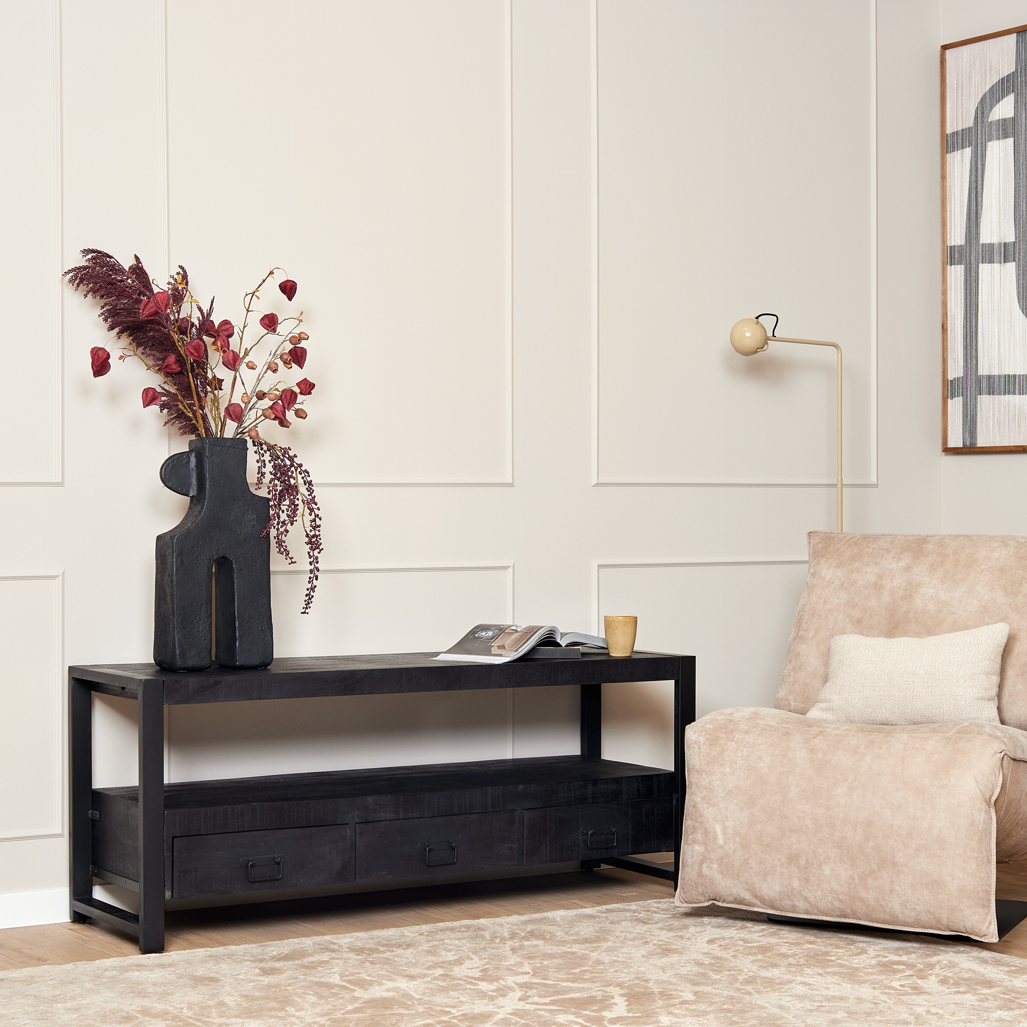 Starfurn Tv meubel Boaz Zwart | 150 cm