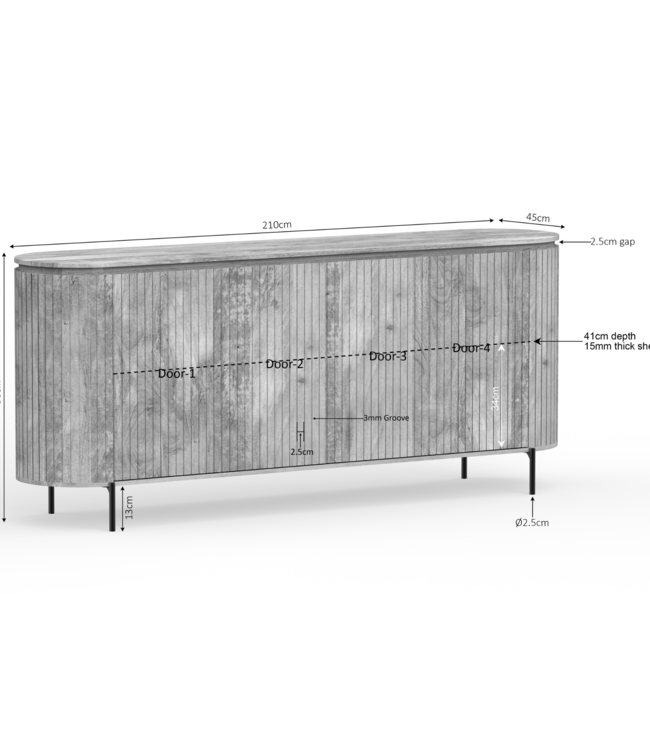 Starfurn Dressoir Solana | 210 cm | Naturel