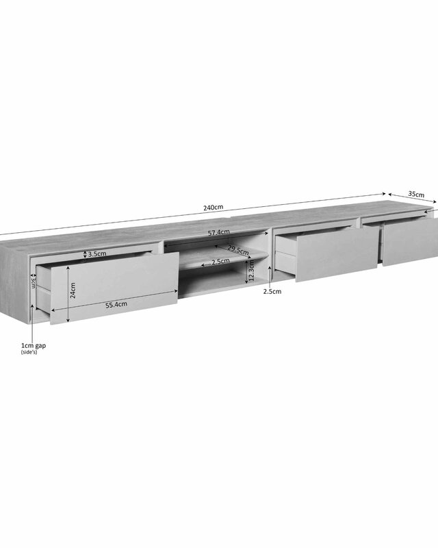 Starfurn Zwevend tv meubel Ambiance Taupe | 240 cm