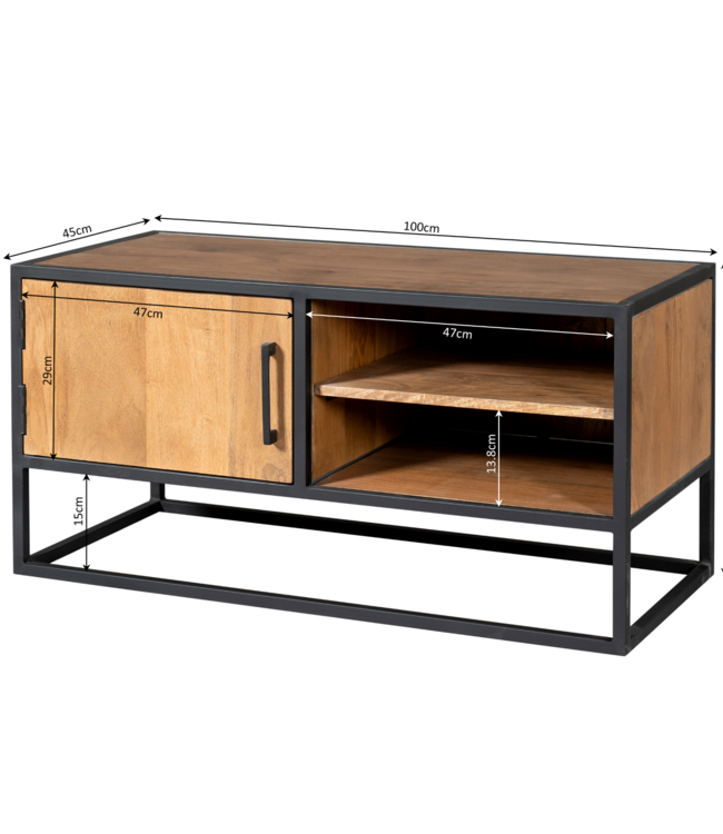 Starfurn tv-meubel Denver | mangohout en staal | 100 cm