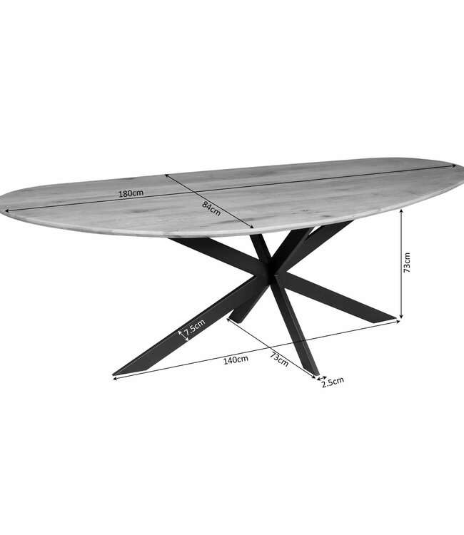 Starfurn Eettafel Cloud | 180 cm | Eiken | Zwart