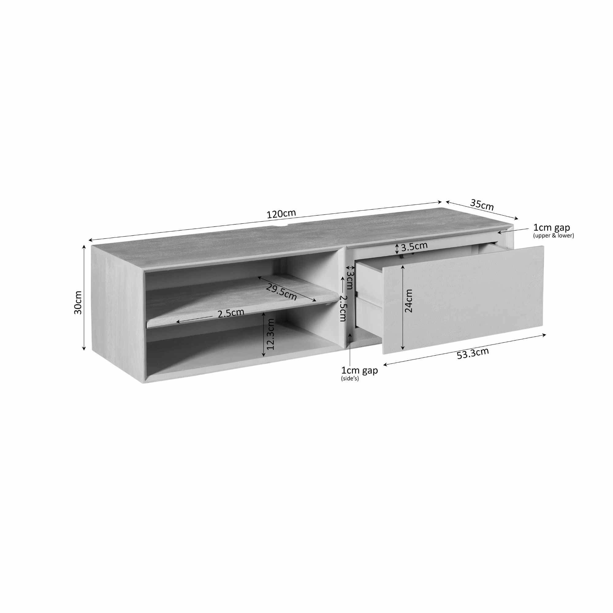 Starfurn Zwevend tv-meubel Ambiance Taupe | 120 cm