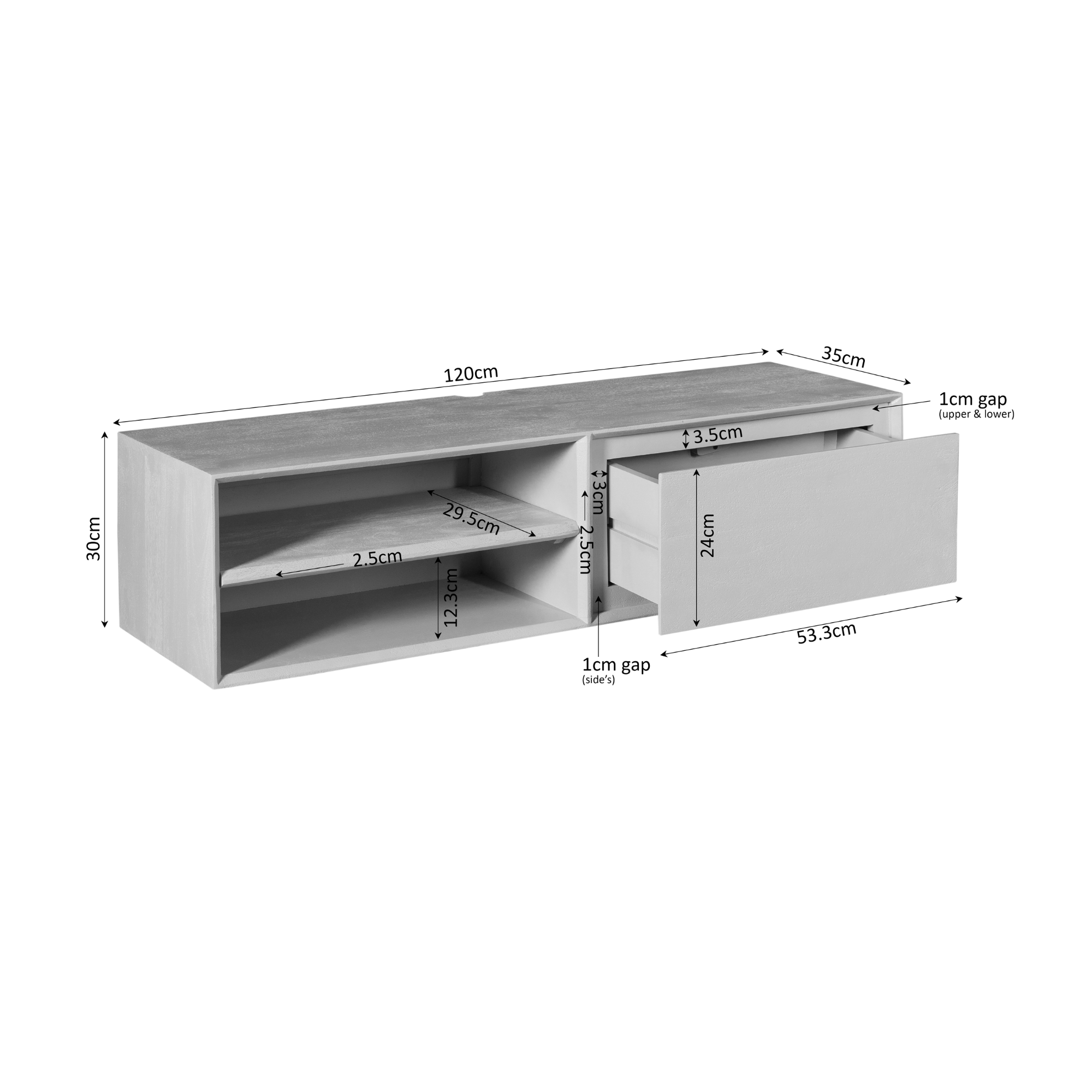 Starfurn Zwevend tv-meubel Ambiance Taupe | 120 cm