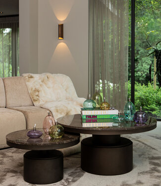 PTMD Salontafel Bregt | Bruin Marmer | H45 x Ø90 cm