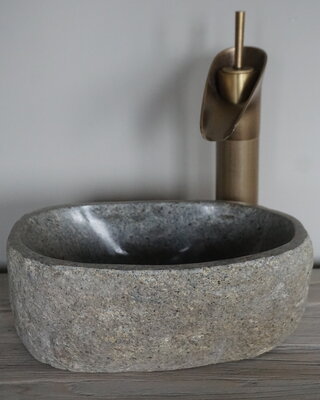 Rene Houtman Kleine Stenen Waskom + Spoelgat | H13 x B30 x D20 cm