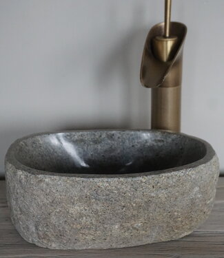 Rene Houtman Kleine Stenen Waskom + Spoelgat | H13 x B30 x D20 cm