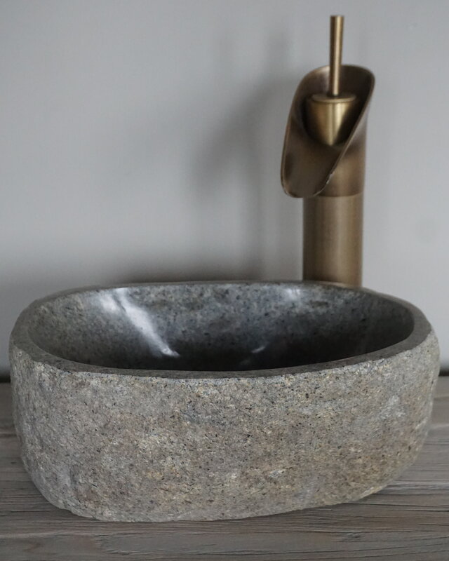 Rene Houtman Kleine Stenen Waskom + Spoelgat | H13 x B30 x D20 cm