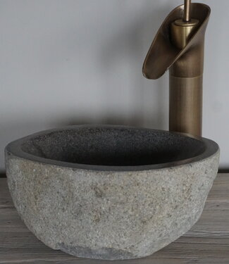 Rene Houtman Kleine Stenen Waskom + Spoelgat | H14 x B27 x D20 cm
