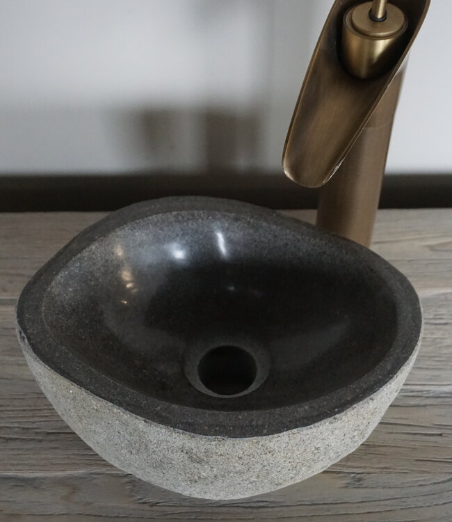 Rene Houtman Kleine Stenen Waskom + Spoelgat | H14 x B27 x D20 cm