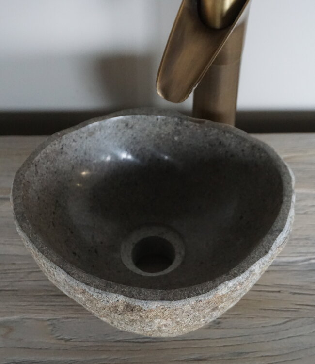 Rene Houtman Kleine Stenen Waskom + Spoelgat | H13,5 x B27 x D24 cm