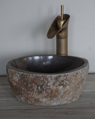 Rene Houtman Kleine Stenen Waskom + Spoelgat | H14 x B30 x D27 cm