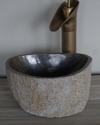 Rene Houtman Kleine Stenen Waskom + Spoelgat | H13 x B25 x D23 cm