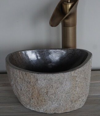 Rene Houtman Kleine Stenen Waskom + Spoelgat | H13 x B25 x D23 cm