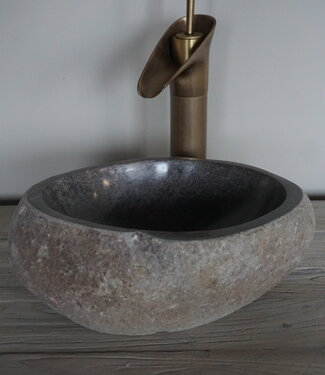 Rene Houtman Kleine Stenen Waskom + Spoelgat | H14 x B32 x D26 cm