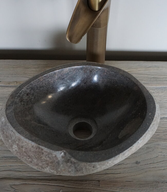 Rene Houtman Kleine Stenen Waskom + Spoelgat | H14 x B32 x D26 cm