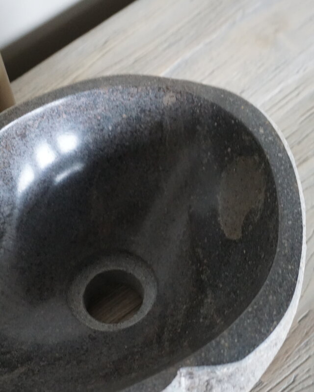 Rene Houtman Kleine Stenen Waskom + Spoelgat | H14 x B32 x D26 cm