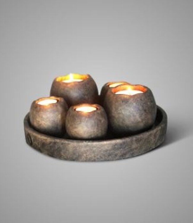 Brynxz Set Van 5 Theelichthouders Op Schaal | Majestic Brown