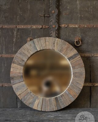 Be-Uniq Spiegel | Oud Hout | Nobis | Ø61 cm