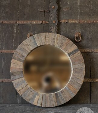 Be-Uniq Spiegel | Oud Hout | Nobis | Ø61 cm