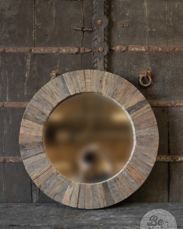 Be-Uniq Spiegel | Oud Hout | Nobis | Ø61 cm