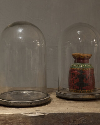 Be-Uniq Glazen Stolp Met Plateau | Vintage Finish | 2 Maten!