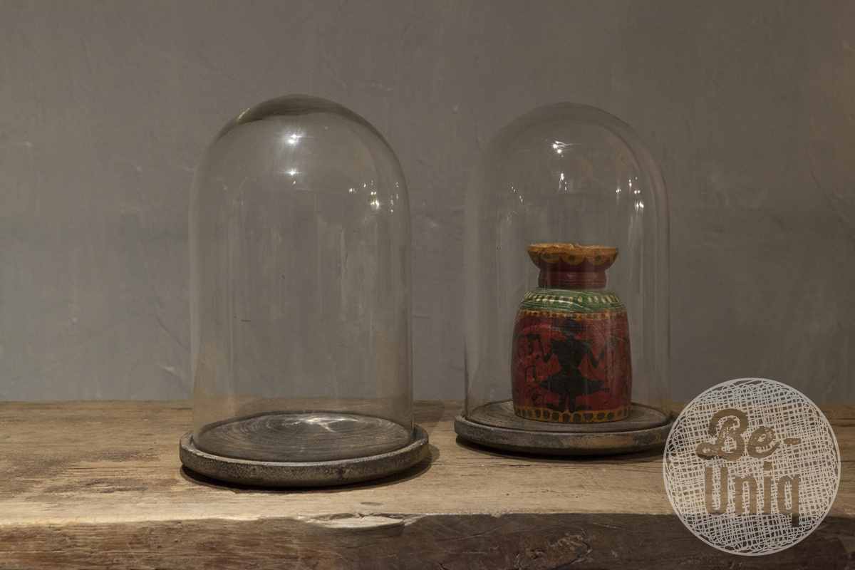 Be-Uniq Glazen Stolp Met Plateau | Vintage Finish | 2 Maten!