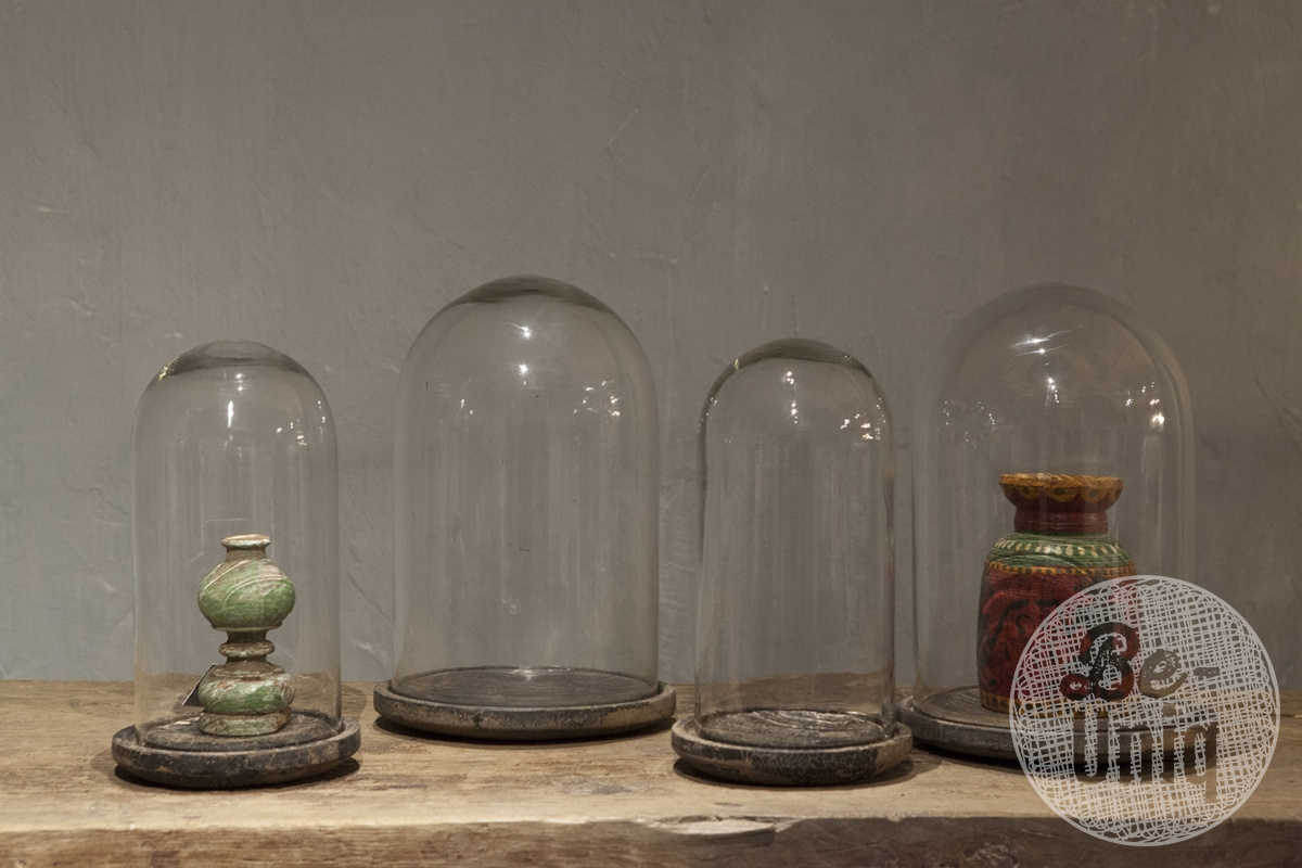 Be-Uniq Glazen Stolp Met Plateau | Vintage Finish | 2 Maten!