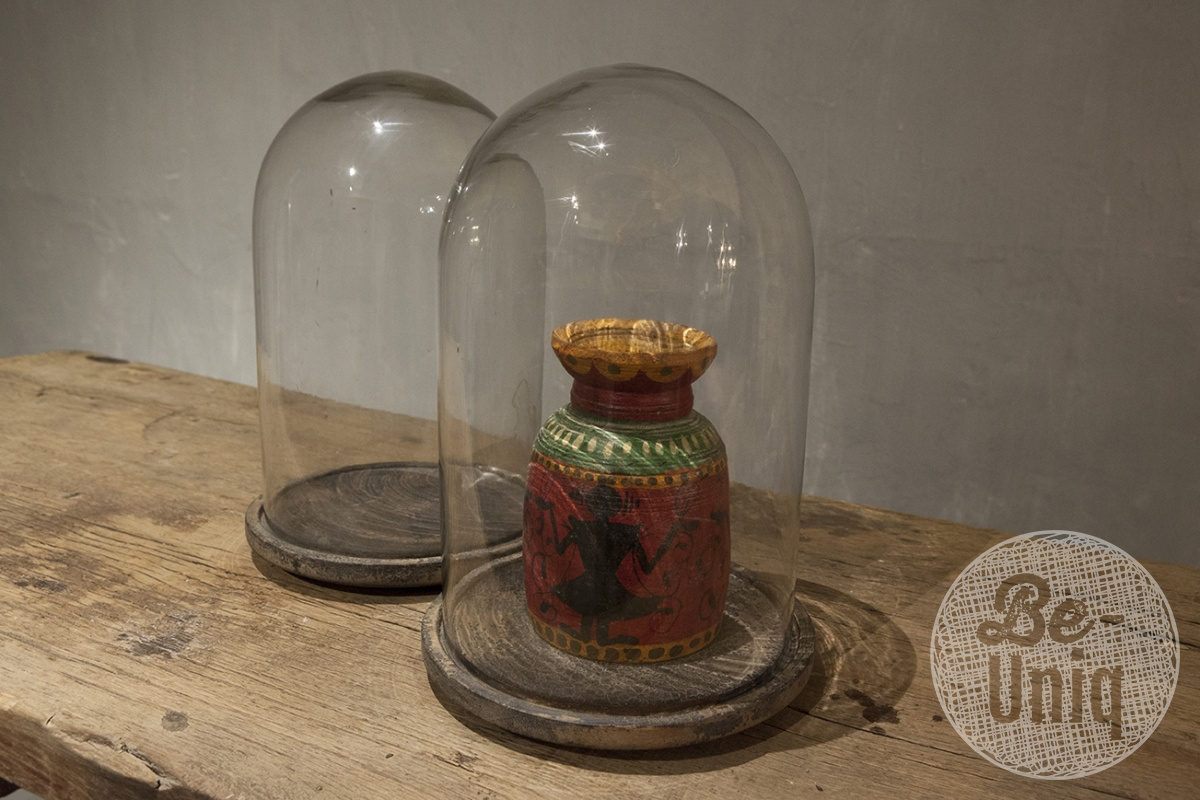 Be-Uniq Glazen Stolp Met Plateau | Vintage Finish | 2 Maten!
