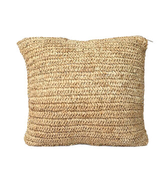 Bazar Bizar Antwerp De Raffia Flores vierkante kussenhoes - naturel - 40x40