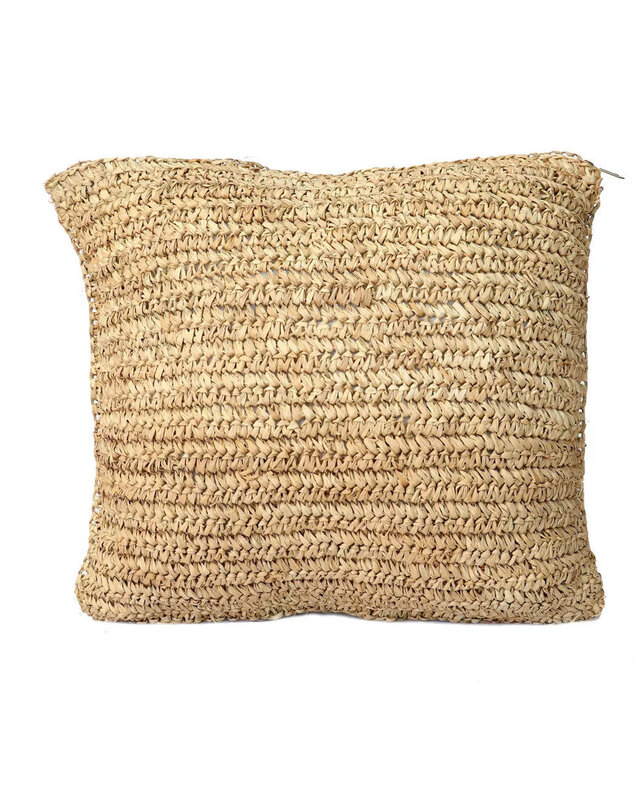 Bazar Bizar Antwerp De Raffia Flores vierkante kussenhoes - naturel - 40x40