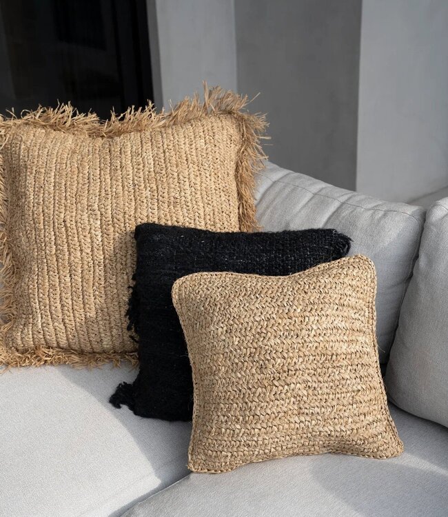 Bazar Bizar Antwerp De Raffia Flores vierkante kussenhoes - naturel - 40x40