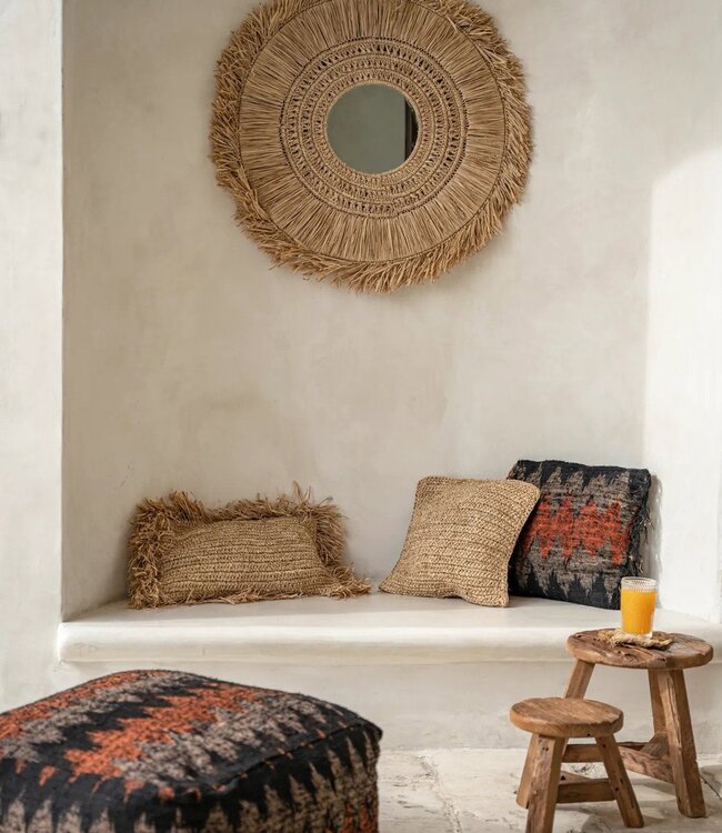 Bazar Bizar Antwerp De Raffia Flores vierkante kussenhoes - naturel - 40x40