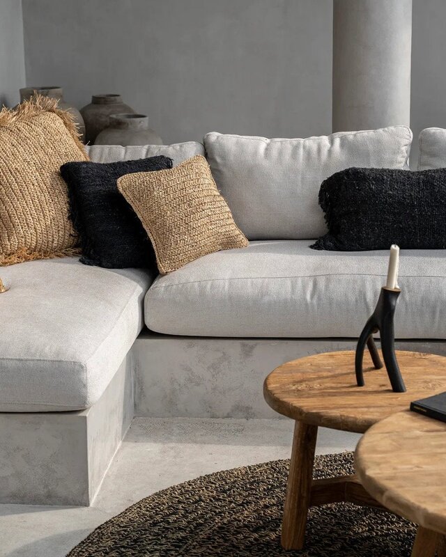 Bazar Bizar Antwerp De Raffia Flores vierkante kussenhoes - naturel - 40x40