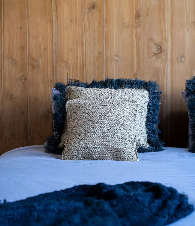 Bazar Bizar Antwerp De Raffia Flores vierkante kussenhoes - naturel - 40x40