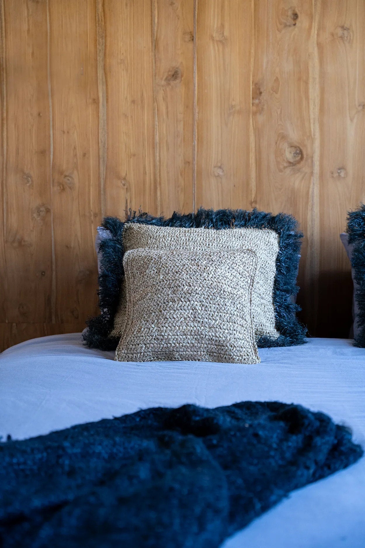 Bazar Bizar Antwerp De Raffia Flores vierkante kussenhoes - naturel - 40x40