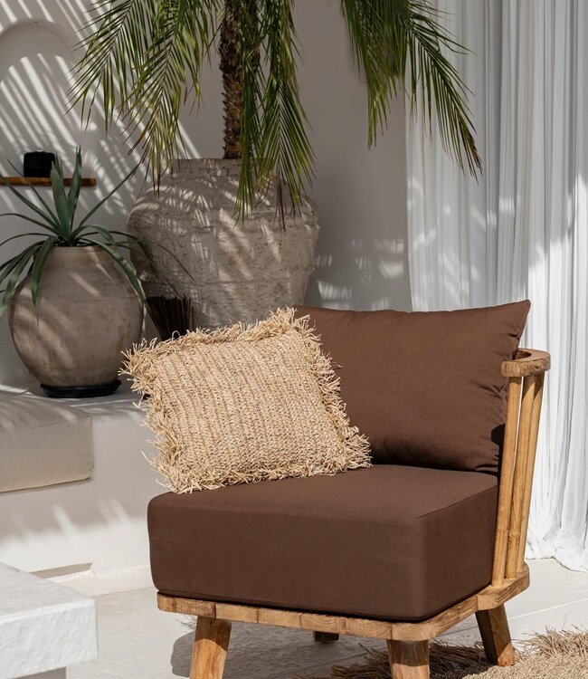 Bazar Bizar Antwerp Raffia kussenhoes vierkant - naturel - 40x40