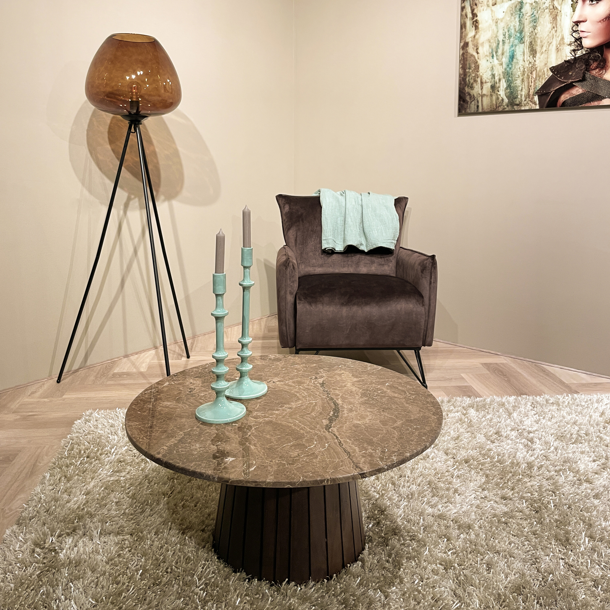 Livingfurn Brix Emperador Salontafel | Steen | H38 x D80 cm