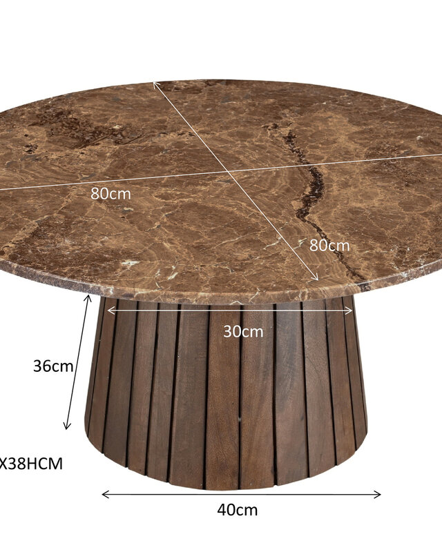 Livingfurn Brix Emperador Salontafel | Steen | H38 x D80 cm