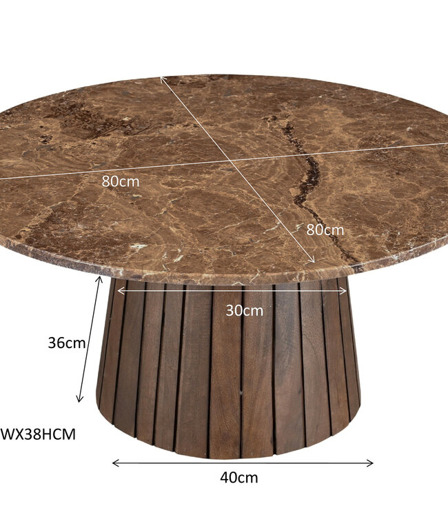 Livingfurn Brix Emperador Salontafel | Steen | H38 x D80 cm
