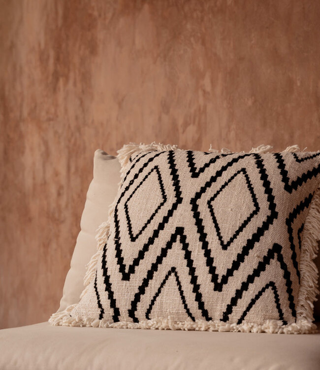 Bazar Bizar Antwerp De Sahara Diamond kussenhoes - natuurlijk zwart