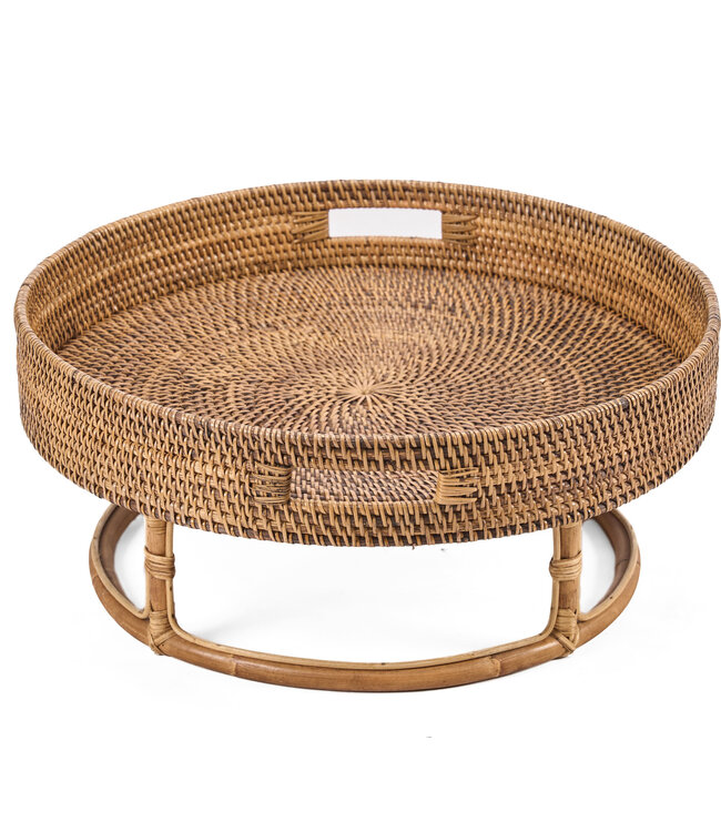 Bazar Bizar Antwerp Het rotan Rise-dienblad - naturel bruin