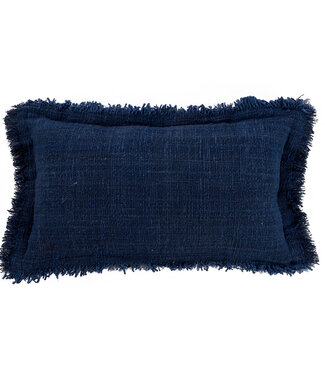 Bazar Bizar Antwerp Kussenhoes met azuurkleurige franjes - indisch blauw - 30x50