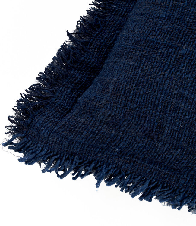 Bazar Bizar Antwerp Kussenhoes met azuurkleurige franjes - indisch blauw - 30x50