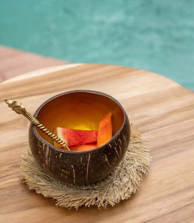 Bazar Bizar Antwerp De Fringe raffia-onderzetter - naturel