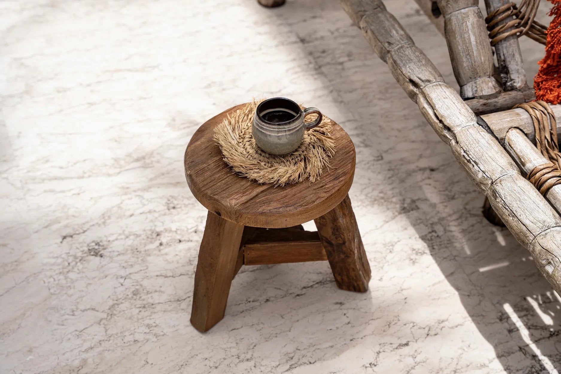 Bazar Bizar Antwerp De Fringe raffia-onderzetter - naturel