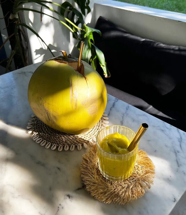 Bazar Bizar Antwerp De Fringe raffia-onderzetter - naturel